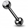 Piercing pour langue PVD 18 - Noir cristal transparent