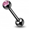 Piercing pour langue PVD 18 - Noir cristal rose
