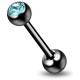 Piercing pour langue PVD 18 - Noir cristal bleu-clair