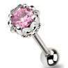 Piercing langue 83 - Zirconium rose deluxe
