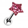 Piercing langue 61 - étoile férido avec époxy rose
