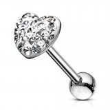 Piercing langue 50 - Coeur férido transparent
