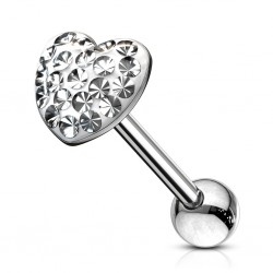 Piercing langue 50 - Coeur férido transparent