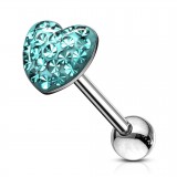 Piercing langue 50 - Coeur férido bleu-clair