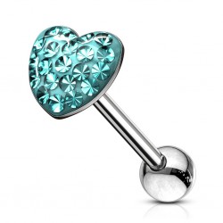 Piercing langue 50 - Coeur férido bleu-clair