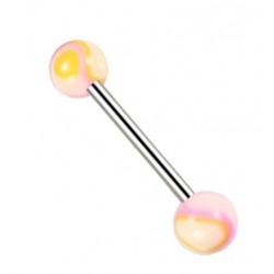 Piercing de langue UV 78 - Marbre rose et jaune