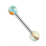 Piercing de langue UV 78 - Marbre marron et bleu
