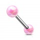 Piercing langue 130 - Acier brillant rose