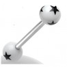 Piercing de langue UV 91 - fond blanc étoiles noires