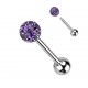Piercing langue 72 - Boule férido époxy lilas
