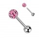 Piercing langue 72 - Boule férido époxy rose