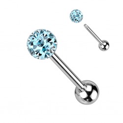 Piercing langue 72 - Boule férido époxy bleu-clair