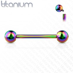 Piercing pour langue titane G23 rainbow pas de vis interne