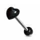 Piercing de langue UV 55 - Coeur relief noir