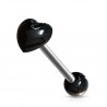 Piercing de langue UV 55 - Coeur relief noir
