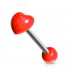 Piercing de langue UV 55 - Coeur relief rouge