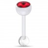 Piercing de langue UV 73 - Flexible transparent strass rouge