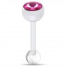 Piercing de langue UV 73 - Flexible transparent strass rose
