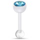 Piercing de langue UV 73 - Flexible transparent strass bleu-clair