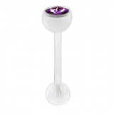 Piercing de langue UV 73 - Flexible transparent strass lilas