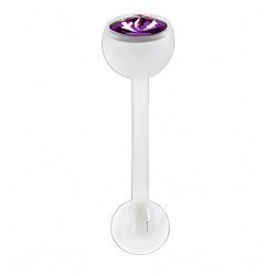 Piercing de langue UV 73 - Flexible transparent strass lilas