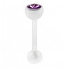 Piercing de langue UV 73 - Flexible transparent strass lilas
