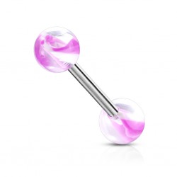 Piercing de langue UV 47 - Agate lilas et blanc