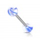 Piercing de langue UV 47 - Agate bleu-clair et blanc