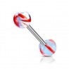 Piercing de langue UV 47 - Agate bleu-clair et rouge