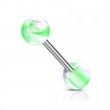 Piercing de langue UV 47 - Agate blanc et vert-pomme