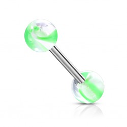 Piercing de langue UV 47 - Agate blanc et vert-pomme