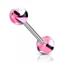 Piercing de langue UV 47 - Agate rose et noir