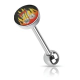 Piercing langue logo 02 - Flammes avec le chiffre 7