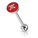 Piercing langue logo 05 - Tête de mort sur toile d'araignée