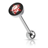 Piercing langue logo 08 - Crâne blanc sur étoile rouge