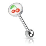 Piercing langue logo 19 - Cerise fond blanc