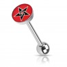 Piercing langue logo 23 - Pentagram fond rouge