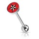 Piercing langue logo 24 - étoile marine sur fond rouge