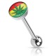 Piercing langue logo 36 - Feuille de cannabis fond rasta