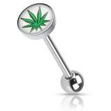 Piercing langue logo 35 - Feuille de cannabis fond blanc