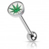 Piercing langue logo 35 - Feuille de cannabis fond blanc