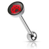 Piercing langue logo 29 - Signe anarchie rouge