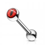 Piercing langue 140 - Oeil de reptile psychédélique rouge