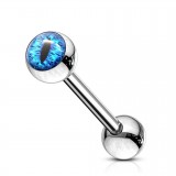 Piercing langue 140 - Oeil de reptile psychédélique bleu