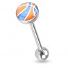 Piercing langue 03 - Basket bleu-clair et orange