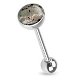 Piercing langue logo camouflage pixélisé marron
