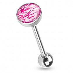 Piercing langue logo camouflage rose