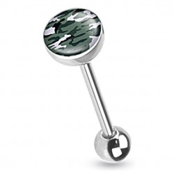Piercing langue logo camouflage vert gris