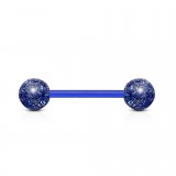 Piercing de langue UV 17 - Bleu flexible paillettes