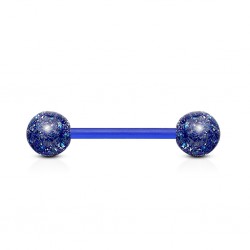 Piercing de langue UV 17 - Bleu flexible paillettes